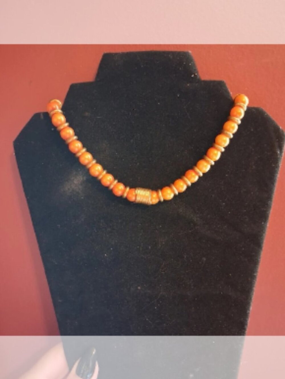 15 inch Orange Alexis Kirk Statement necklace